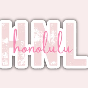 HNL Honolulu Airport Code Travel Sticker, Multiple Colors, Vinyl Laptop Water Bottle Planner Journal Places I&#39;ve Been, Luggage Hawai&#39;i Decal