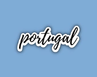 Portugal Cursive Travel Sticker, Vinyl Laptop Water Bottle Sticker, Scrapbook Journal Tablet, Trendy Luggage Decal, Vintage Travel Inspired