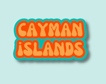Cayman Islands Sticker, Multiple Colors, Vinyl Laptop Water Bottle Sticker, Places I've Been, Trendy Luggage Decal, Vintage Travel Inspired