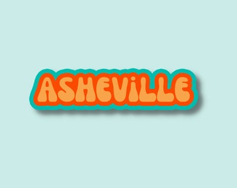 Asheville Travel Sticker, Multiple Colors, Vinyl Laptop Water Bottle Sticker Places I've Been, Trendy Luggage Decal, Vintage Travel Inspired