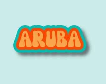 Aruba Sticker, Multiple Colors, Vinyl Laptop Water Bottle Sticker, Places I've Been, Trendy Luggage Decal, Vintage Travel Inspired