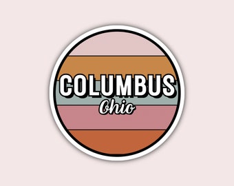 Columbus Ohio Travel Sticker, 2.5" Multiple Colors, Vinyl Laptop Water Bottle Planner Journal, Collectible Places I've Been, Luggage Decal