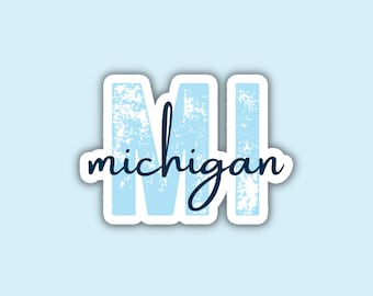 Michigan State Travel Sticker, Multiple Colors, MI State Code, Vinyl Laptop, Water Bottle, Planner Journal, Places I've Been, Luggage Decal