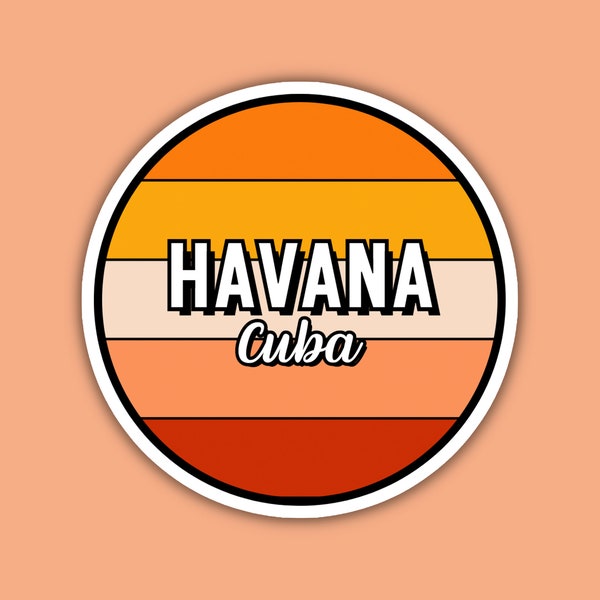 Havana Cuba Travel Sticker, 2.5" Multiple Colors, Vinyl Laptop Water Bottle Planner Journal, Collectible Places I've Been, Luggage Decal