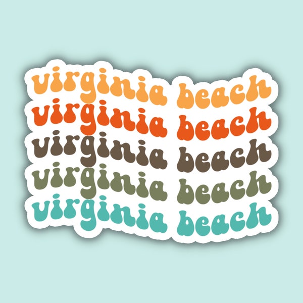Virginia Beach Retro Travel Sticker, Multiple Colors, Vinyl Laptop, Water Bottle, Planner Journal Sticker, Places I've Been, Luggage Decal