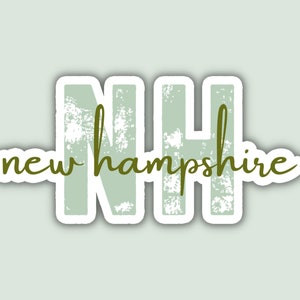 New Hampshire State Travel Sticker, Multiple Colors, NH State Code, Vinyl Laptop Water Bottle Planner Journal Places I&#39;ve Been Luggage Decal