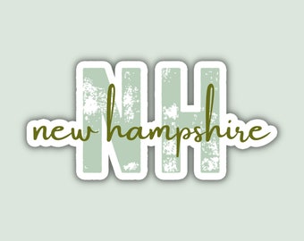 New Hampshire State Travel Sticker, Multiple Colors, NH State Code, Vinyl Laptop Water Bottle Planner Journal Places I've Been Luggage Decal