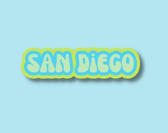 San Diego Travel Sticker, Multiple Colors, Vinyl Laptop Water Bottle Sticker, Places I've Been Trendy Luggage Decal, Vintage Travel Inspired