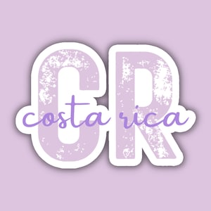 Costa Rica Travel Sticker, Multiple Colors, CR Country Code, Vinyl Laptop, Water Bottle, Planner Journal, Places I&#39;ve Been, Luggage Decal