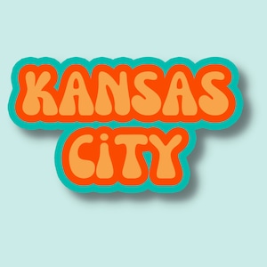 Kansas City Sticker, Multiple Colors, Vinyl Laptop Water Bottle Sticker, Places I&#39;ve Been, Trendy Luggage Decal, Vintage Travel Inspired
