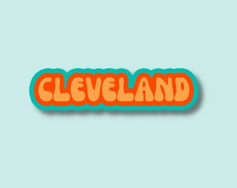 Cleveland Travel Sticker, Multiple Colors, Vinyl Water Bottle Sticker, Places I've Been, Trendy Luggage Decal, Vintage Travel Inspired