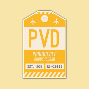 PVD Providence Rhode Island Luggage Tag Sticker / Airport Code Baggage Decal / Collectible Travel Decor / Vintage Inspired Design