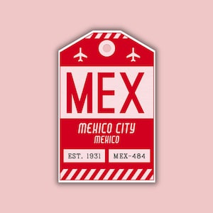 MEX Mexico City, Mexico Luggage Tag Sticker / Airport Code Baggage Decal / Collectible Travel Decor / Vintage Inspired Design