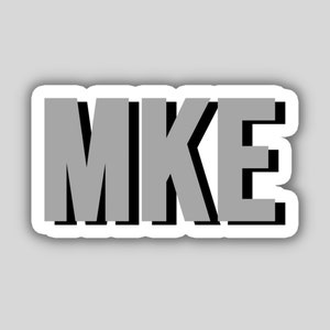 MKE Milwaukee Wisconsin Double Layer Airport Code Sticker, 3D Shadow Block Decal, Vinyl Travel Sticker Laptop Lugage Journal, Retro Decor