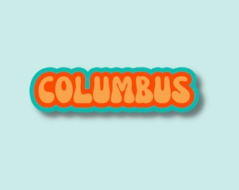 Columbus Travel Sticker, Multiple Colors, Vinyl Laptop Water Bottle Sticker, Places I've Been, Trendy Luggage Decal, Vintage Travel Inspired