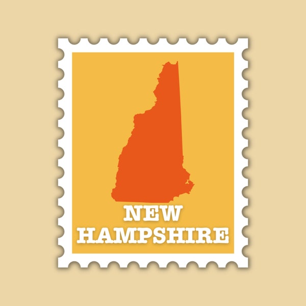 New Hampshire Stamp Sticker, Multiple Colors, Vinyl Sticker, Places I've Been, Trendy Luggage Decal, Collectable US States, Vintage Inspired