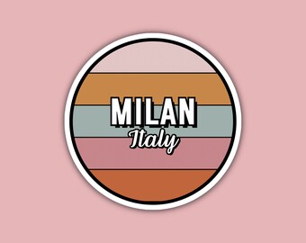 Milan Italy Travel Sticker, 2.5" Multiple Colors, Vinyl Laptop Water Bottle Planner Journal, Collectible Places I've Been, Luggage Decal