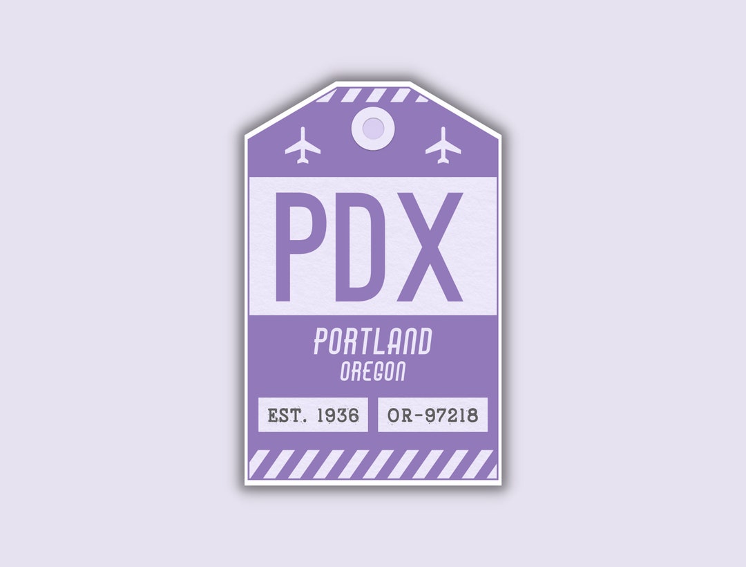 PDX Portland Oregon Luggage Tag Sticker / Airport Code Baggage Etsy