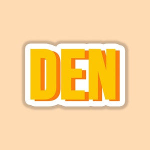 DEN Denver Colorado Airport Code Sticker, Luggage Decal, Vinyl Travel Sticker Laptop Journal, Cute Vintage Decal, 3D Shadow Block