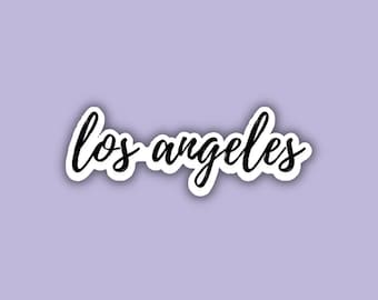 Los Angeles Cursive Travel Sticker, Vinyl Laptop Water Bottle Sticker Scrapbook Journal Tablet, Trendy Luggage Decal Vintage Travel Inspired