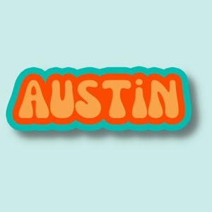 Austin Travel Sticker, Multiple Colors, Vinyl Laptop Water Bottle Sticker, Places I've Been, Trendy Luggage Decal, Vintage Travel Inspired