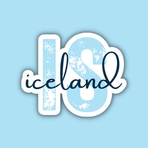 Iceland Travel Sticker, Multiple Colors, IS Country Code, Vinyl Laptop, Water Bottle, Planner Journal, Places I&#39;ve Been, Luggage Decal