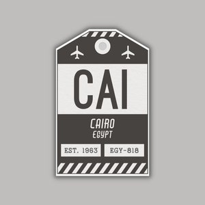 CAI Cairo Egypt Luggage Tag Sticker / Airport Code Baggage Decal / Collectible Travel Decor / Vintage Inspired Design