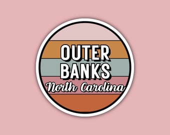 Outer Banks North Carolina Travel Sticker, 2.5" Multiple Colors, Vinyl Laptop Water Bottle, Collectible Places I've Been, Luggage Decal