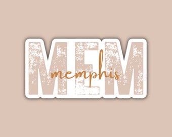 MEM Memphis Airport Code Travel Sticker, Multiple Colors, Vinyl Laptop Water Bottle Journal, Places I've Been, Luggage Tennessee Decal