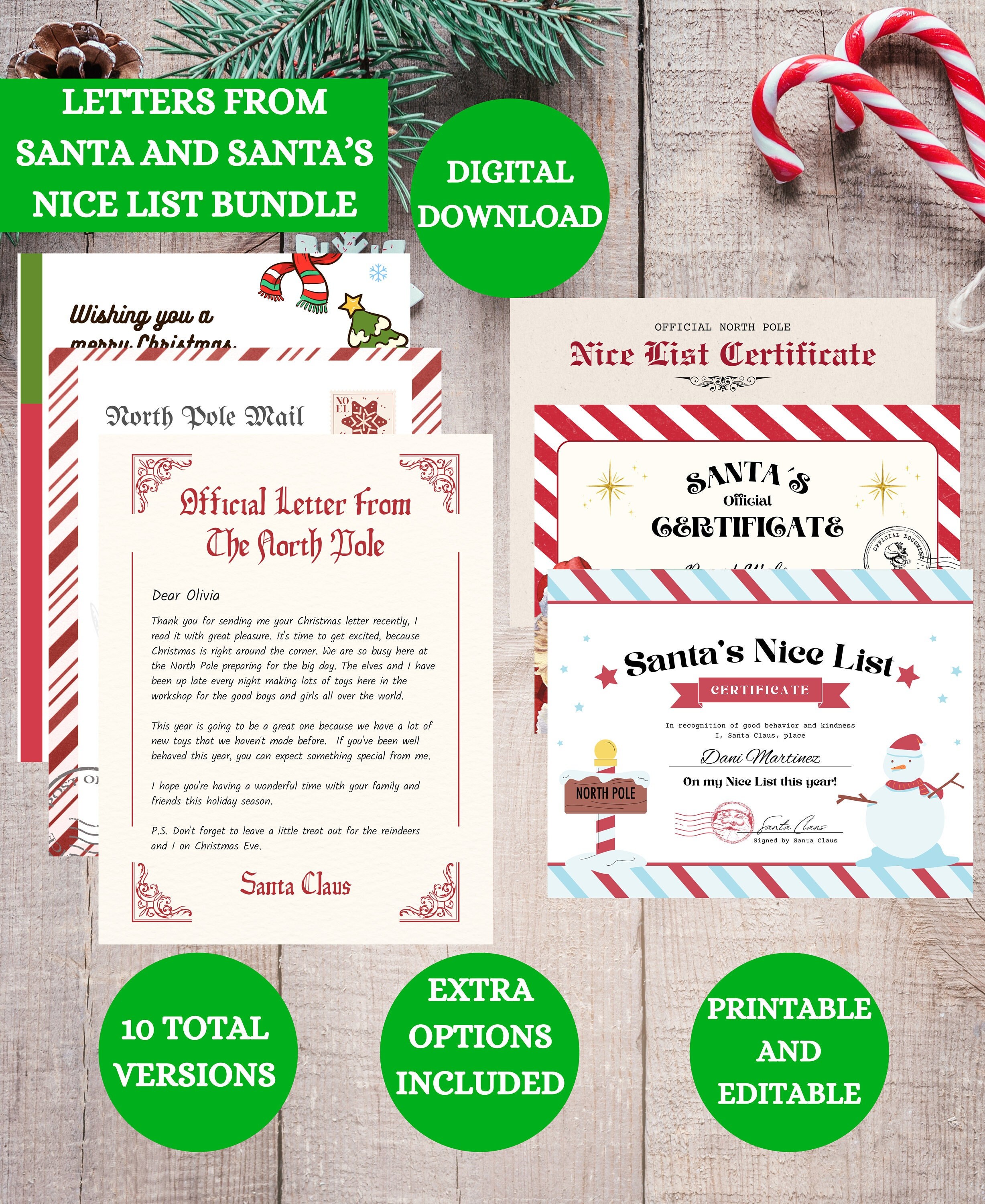 Santa's Nice List Certificate Template BUNDLE, Editable Letter From ... Santa's Nice List Certificate Template BUNDLE, Editable Letter From ...