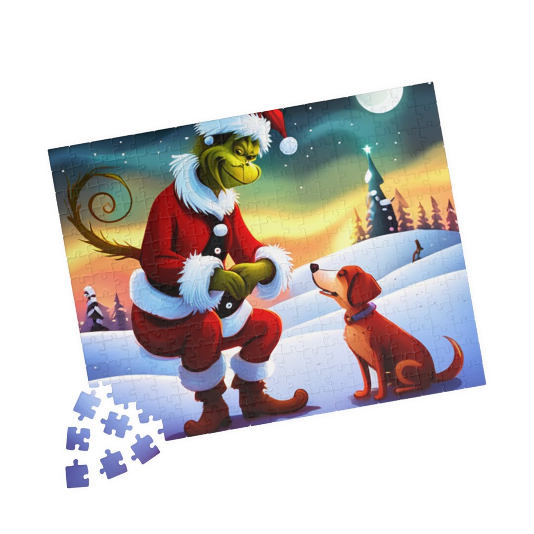 Grinch Games, Grinch Puzzle, Christmas Dog Puzzle, Holiday Jigsaw Puzzle, Dog Holiday Puzzle