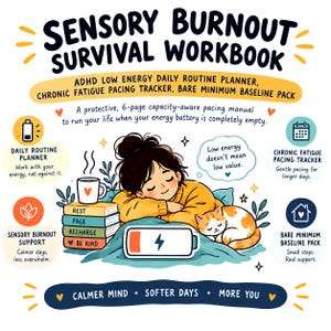 Sensory Burnout Survival Workbook, ADHD Low Energy Planner, Chronic Fatigue Pacing Tracker, Baseline Pack