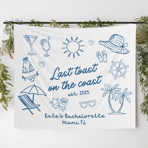 Bannière du dernier toast sur la côte personnalisé plage EVJF tapisserie plage décoration fête nuptiale tapisserie EVJF côtier