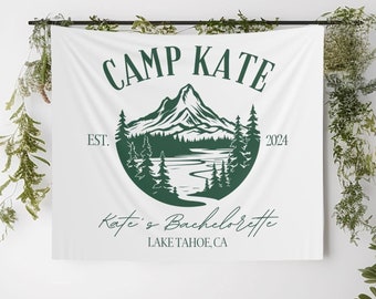 Custom Camp Bachelorette Banner Personalized Camp Bachelorette Party Tapestry Camping Bachelorette Flag Camp Bachelorette Decor Bridal Party