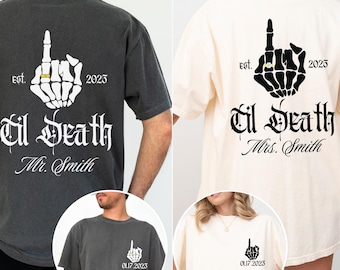 Custom Til Death Shirts Comfort Colors® Couples Matching Mr & Mrs Shirts Gothic Skeleton Tee Gift For Newlyweds