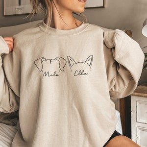 Sweat-shirt personnalisé pour chien Sweat-shirt personnalisé pour maman, oreille de chien, col rond pour chien, sweat à capuche pour papa, nouveau cadeau pour propriétaire de chien, amoureux des animaux de compagnie, sweat à capuche personnalisé avec oreilles de chien