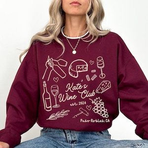 Wine Bachelorette Party Sweatshirts Custom Winery Bachelorette Crewnecks Personalized Wine Tasting Sweatshirt Bridal Party Bridesmaids Gift