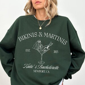 Bikinis and Martinis Bachelorette Sweatshirts Custom Bachelorette Party Crewnecks Beach Bachelorette Sweatshirt Coastal Bridal Party Merch