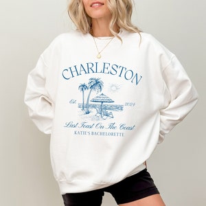 Custom Beach Bachelorette Sweatshirt Personalized Coastal Bachelorette Party Crewneck Last Toast On The Coast Sweater Bridesmaid Gift