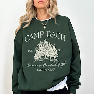 Custom Camp Bachelorette Sweatshirts Hiking Bachelorette Sweater Personalized Bach Merch Lake Bachelorette Party Crewnecks Bride Squad Gift