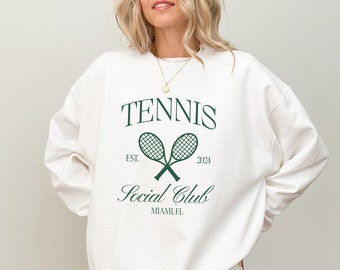 Custom Tennis Sweatshirt Personalized Tennis Club Crewneck Custom City Tennis Sweater Gift For Tennis Coach Tennis Player Sweatshirt