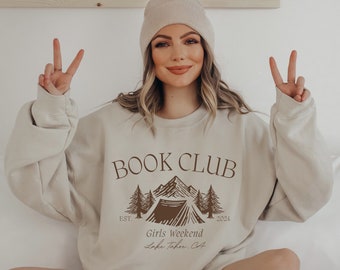 Custom Book Club Sweatshirts Personalized Location Girls Trip Crewneck Book Lover Gift Book Club Merch Reading Sweater