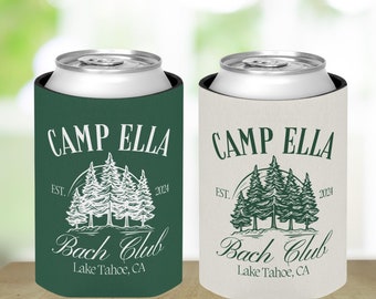Camp Bachelorette Can Coolers Custom Camp Birthday Party Can Sleeves Camp Bachelorette Party Favors