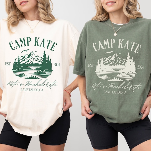 Custom Camp Bachelorette Shirts Vintage Camping Bachelorette Party Shirt Personalized Location Mountain Bride Tee Comfort Colors Bach Merch