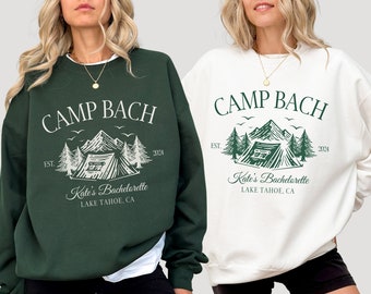 Custom Camp Bachelorette Sweatshirt Personalized Camping Bachelorette Party Crewneck Mountains Bridal Party Sweater Camp Bridesmaids Gift