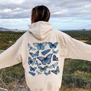 Butterfly Hoodie, Vintage Butterfly Hoodie, Cottagecore Clothing, Gift for Animal Lover, Butterfly Lover Outfit, Aesthetic Hoodie