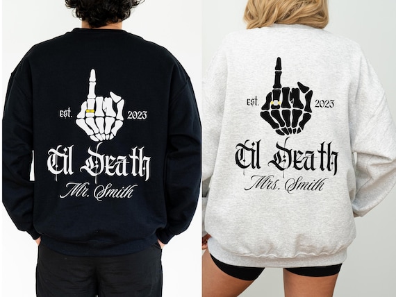 Custom Til Death Sweatshirts Couples Matching Skeleton Crewnecks Gothic Bride Hoodie Mr & Mrs Sweater Gift For Newlyweds