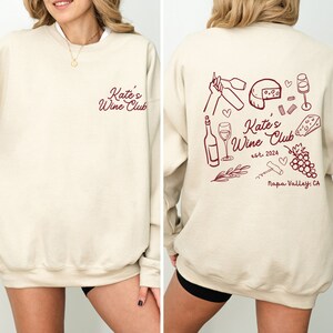 two photos of a woman wearing a sweatshirt and shorts