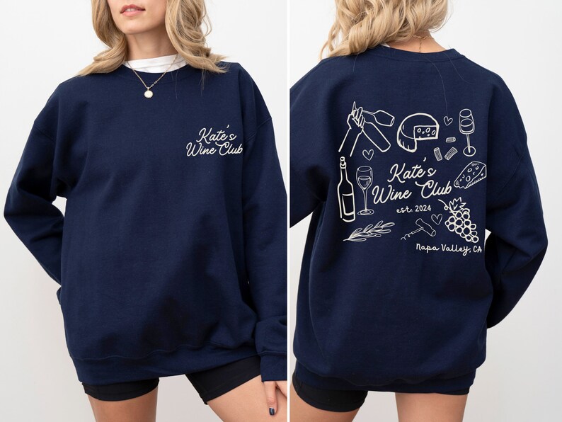 two photos of a woman wearing a sweatshirt and shorts