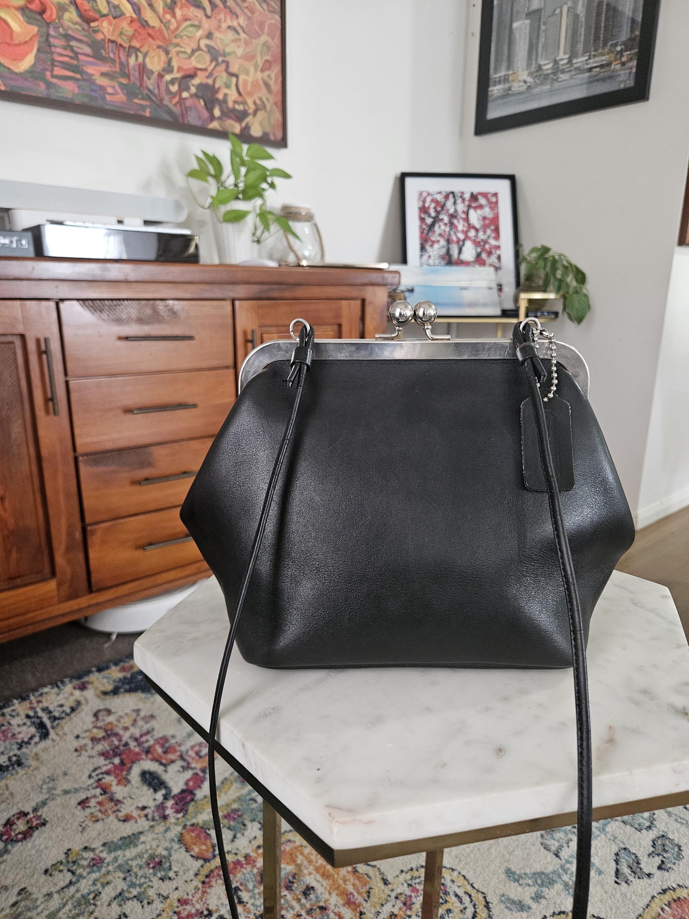 Black Vintage Coach Lindy Kisslock Bag 9003 - Etsy Black Vintage Coach Lindy Kisslock Bag 9003 - Etsy